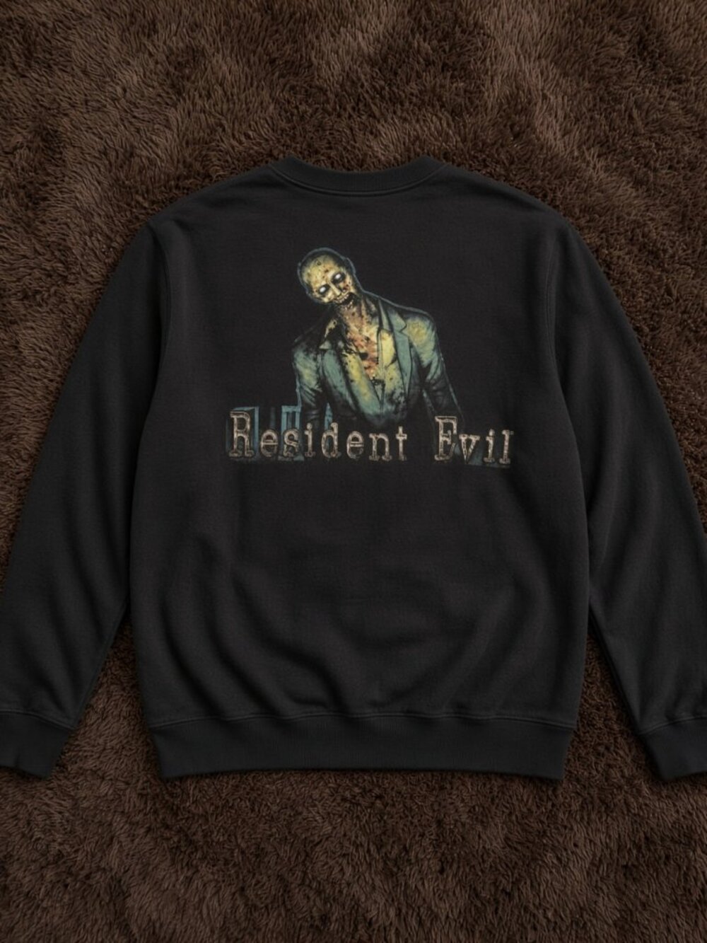 Resident Evil Zombie Back Print Sweatshirt Black Vintage Style Horror Crewneck